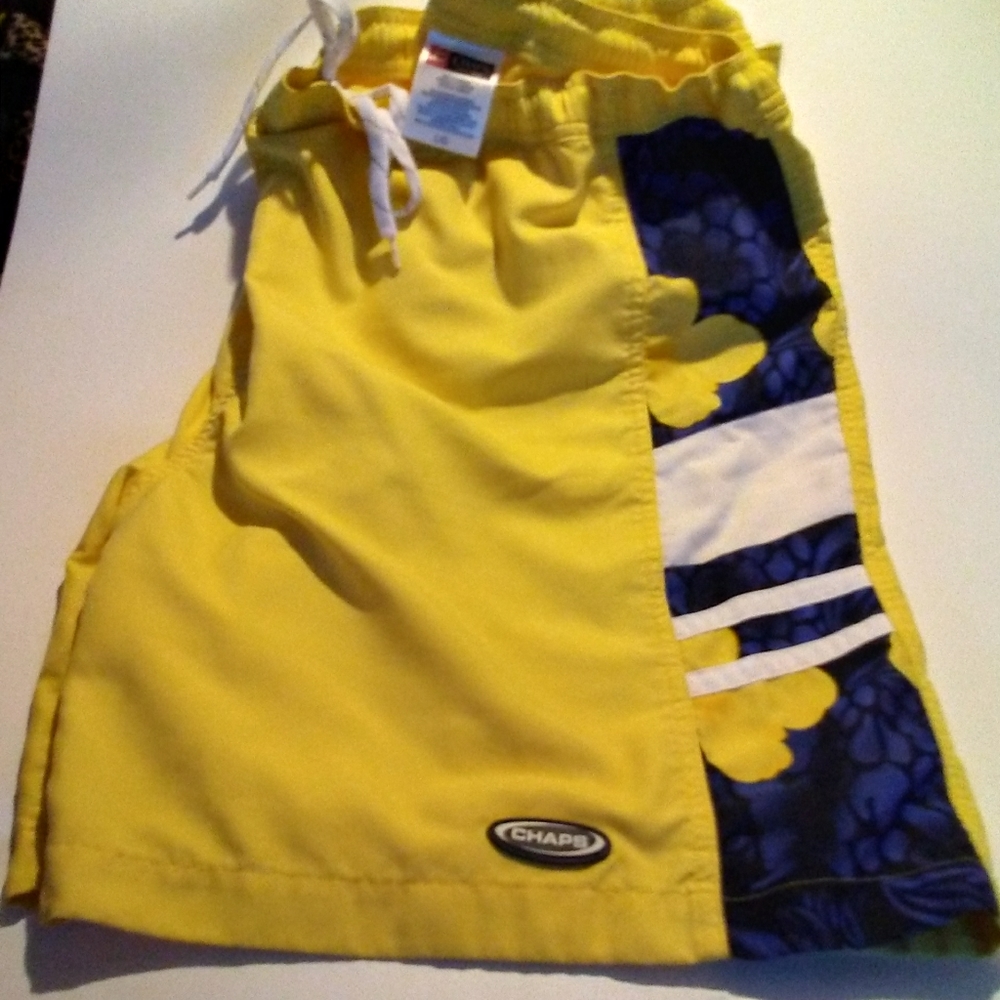 Chaps Men L/G Yellow/ Blue Poly Water Swim Shorts